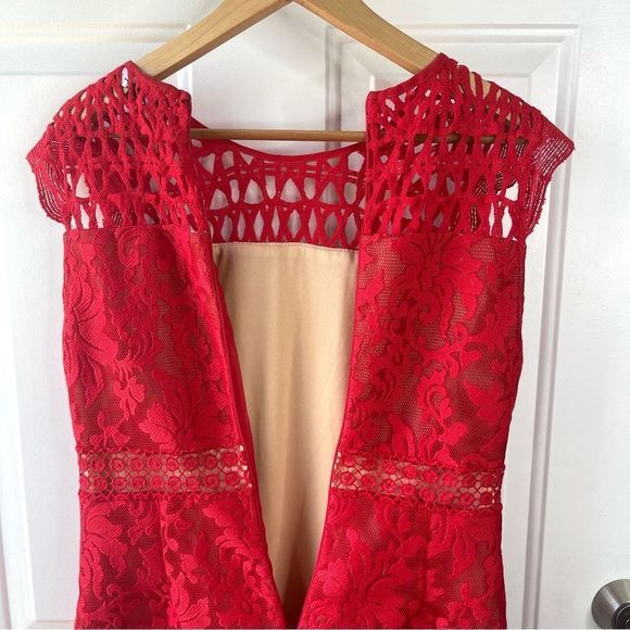 Lulus Charlee Red Lace Sleeveless Midi Dress Size Large - Picture 12 of 15